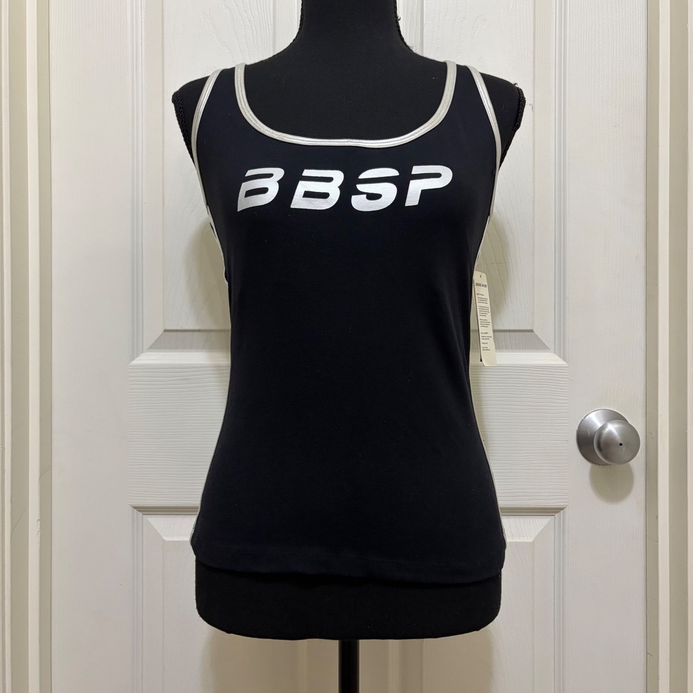 Vintage Y2K Bebe Sport Athletic Tank Top S M L Black 2000s Active Gym USA Made - Picture 1 of 10